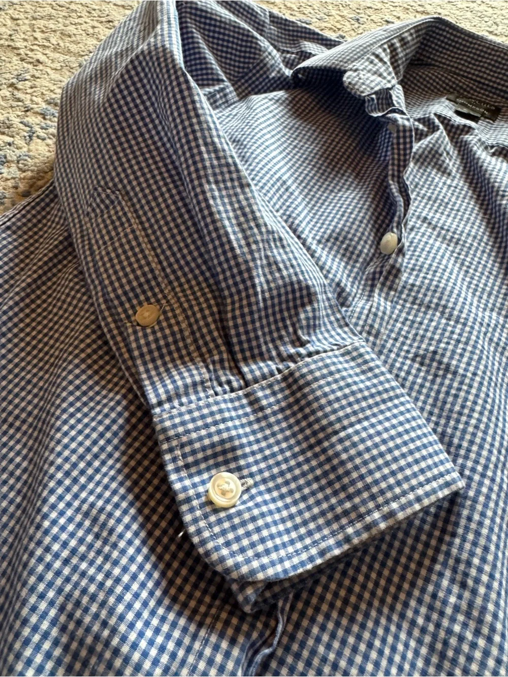 Crewcuts By J.Crew Boys Thompson White Blue Check Dress Shirt Button-up